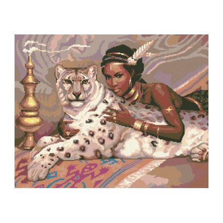 0057 Набор для вышивания Nitex 'Белый леопард', 45х36 см